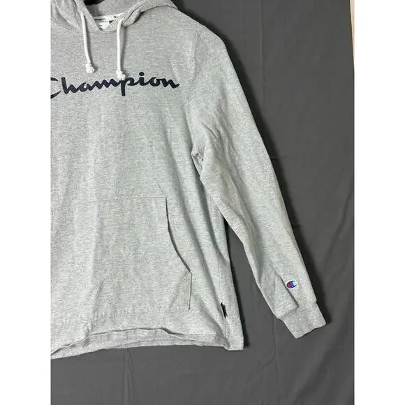 Champion Reverse Weave Style Gray Script Logo Hoodie S - Picture 4 of 9